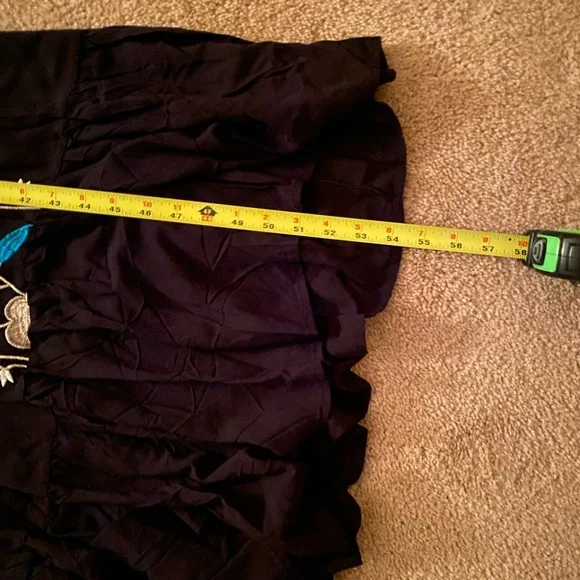 Embroidered Boho Black Maxi Dress Spaghetti Straps - Picture 9 of 9